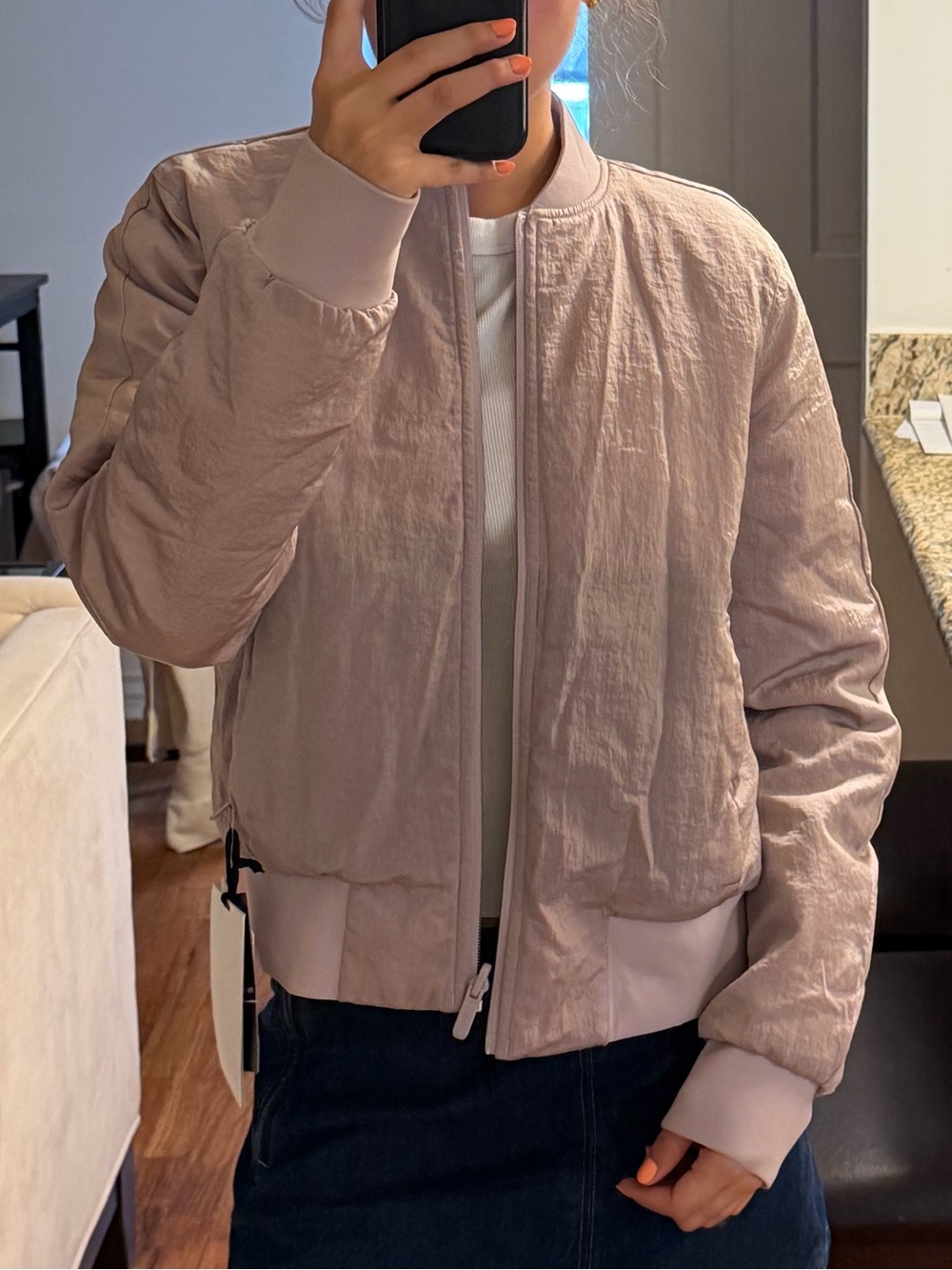 lululemon athletica non stop bomber Blush Pink Women's Bomber Jacket size 8